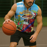 Belize Navidad Christmas Sleeveless Zip Hoodie Funny Santa Toucan - Wonder Print Shop