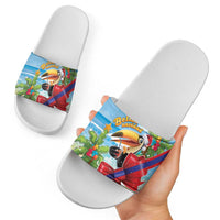 Belize Navidad Christmas Slide Sandals Funny Santa Toucan - Wonder Print Shop