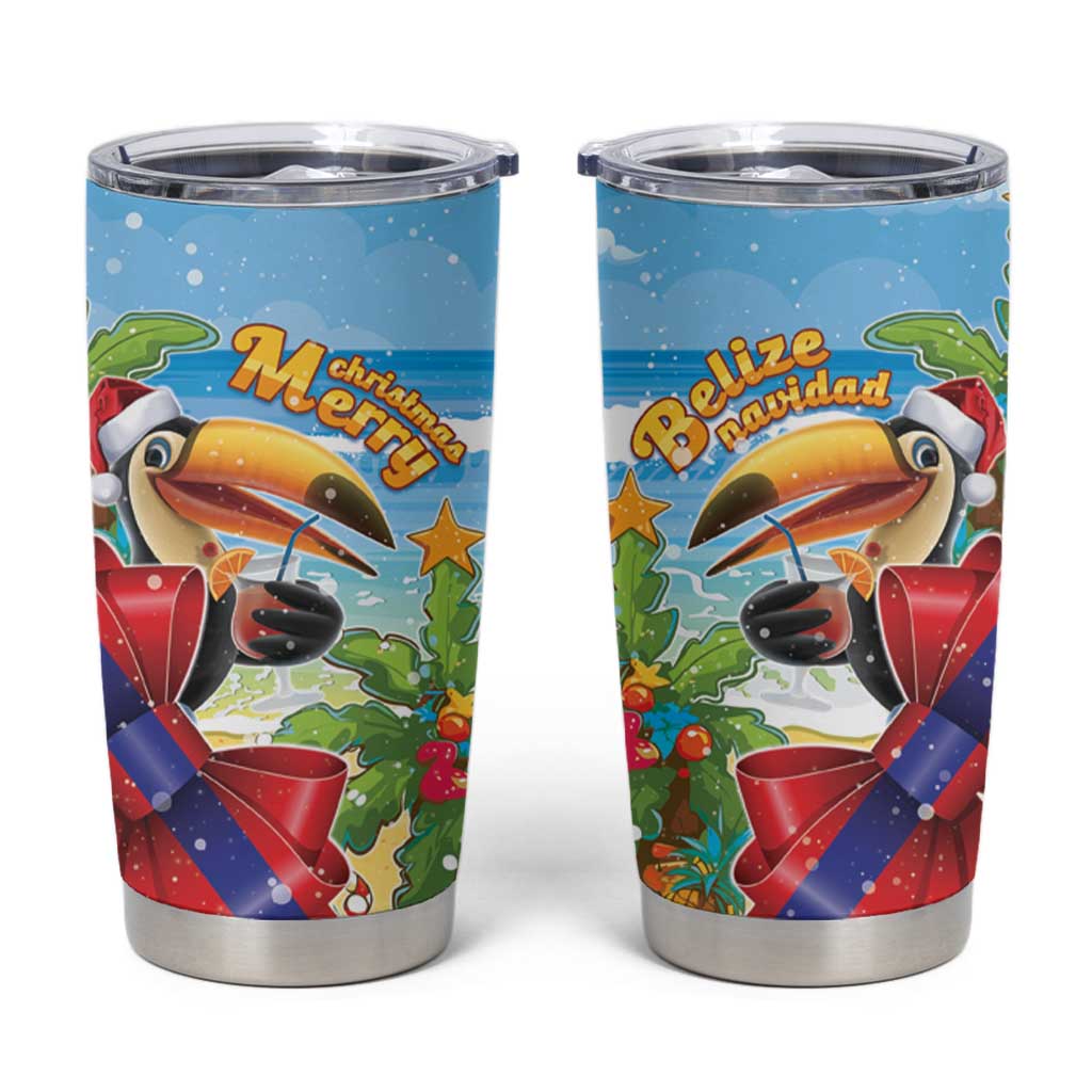 Belize Navidad Christmas Tumbler Cup Funny Santa Toucan - Wonder Print Shop