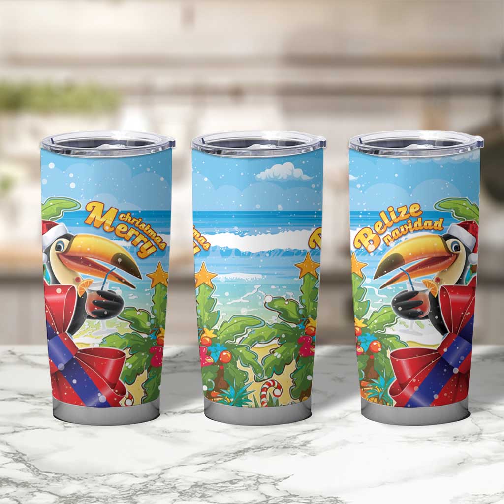 Belize Navidad Christmas Tumbler Cup Funny Santa Toucan - Wonder Print Shop