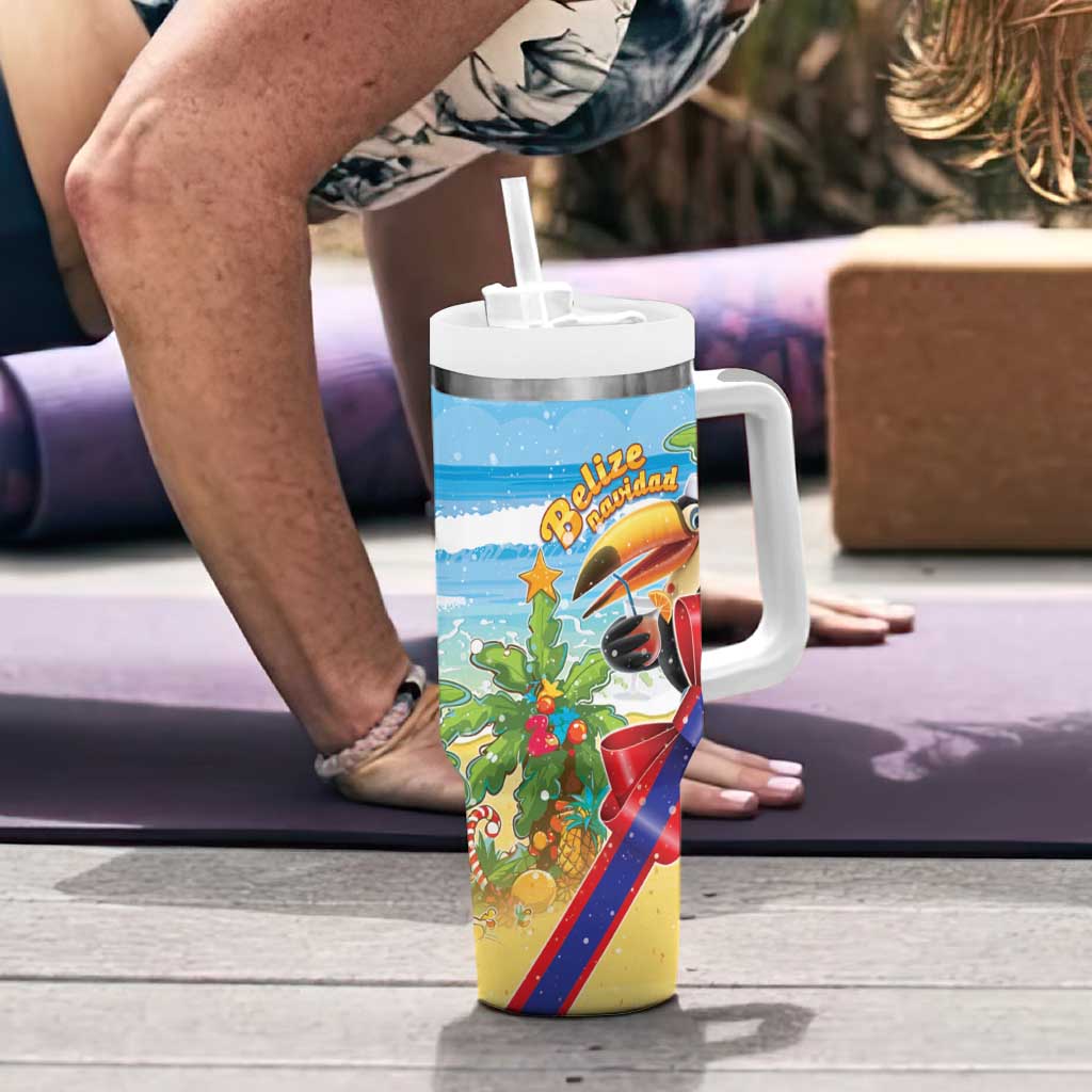 Belize Navidad Christmas Tumbler With Handle Funny Santa Toucan - Wonder Print Shop