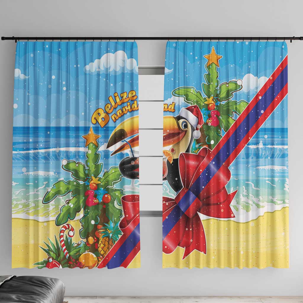Belize Navidad Christmas Window Curtain Funny Santa Toucan - Wonder Print Shop