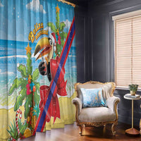 Belize Navidad Christmas Window Curtain Funny Santa Toucan - Wonder Print Shop