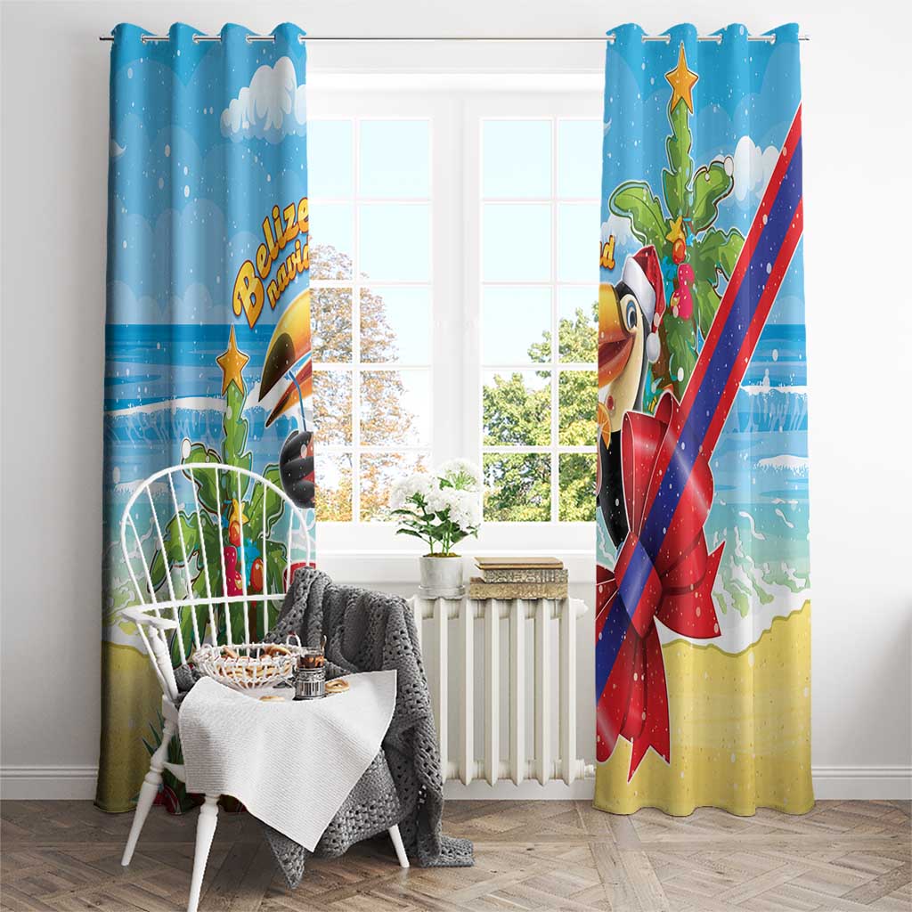 Belize Navidad Christmas Window Curtain Funny Santa Toucan - Wonder Print Shop