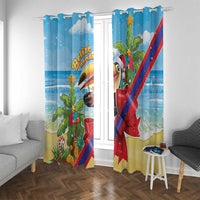 Belize Navidad Christmas Window Curtain Funny Santa Toucan - Wonder Print Shop