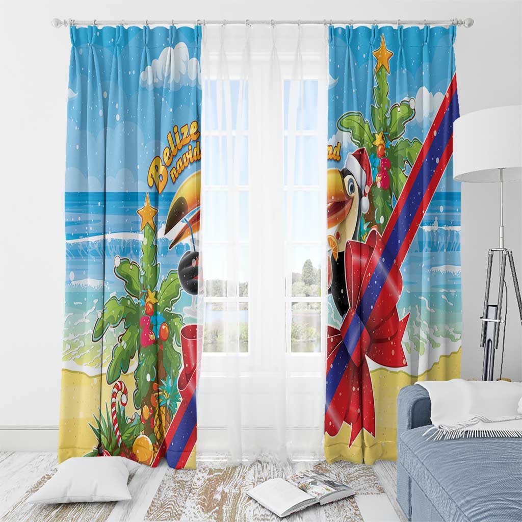 Belize Navidad Christmas Window Curtain Funny Santa Toucan - Wonder Print Shop