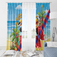 Belize Navidad Christmas Window Curtain Funny Santa Toucan - Wonder Print Shop