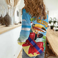 Belize Navidad Christmas Women Casual Shirt Funny Santa Toucan - Wonder Print Shop