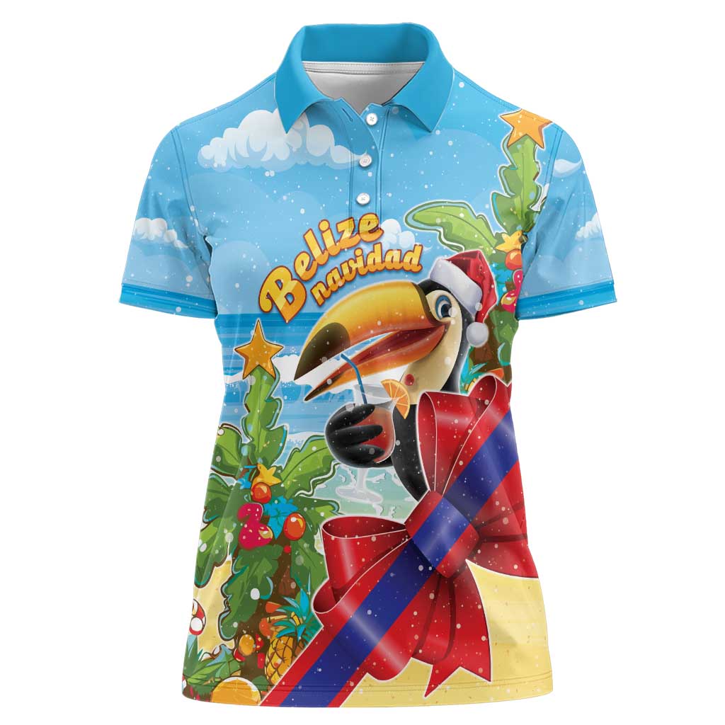 Belize Navidad Christmas Women Polo Shirt Funny Santa Toucan - Wonder Print Shop