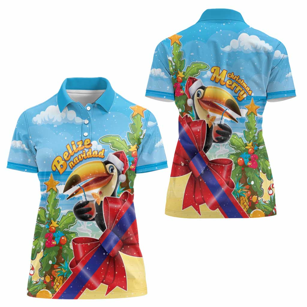 Belize Navidad Christmas Women Polo Shirt Funny Santa Toucan - Wonder Print Shop