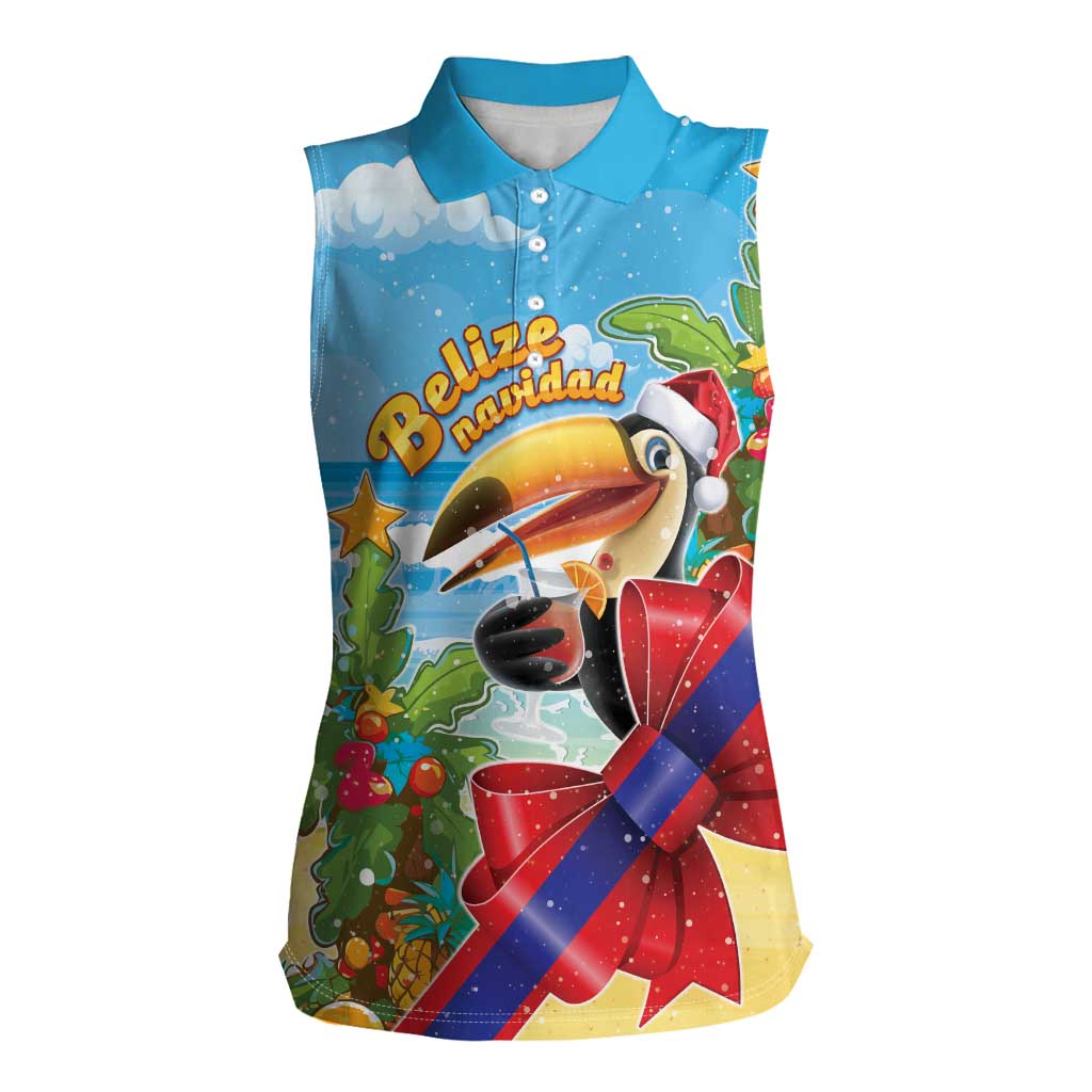 Belize Navidad Christmas Women Sleeveless Polo Shirt Funny Santa Toucan - Wonder Print Shop