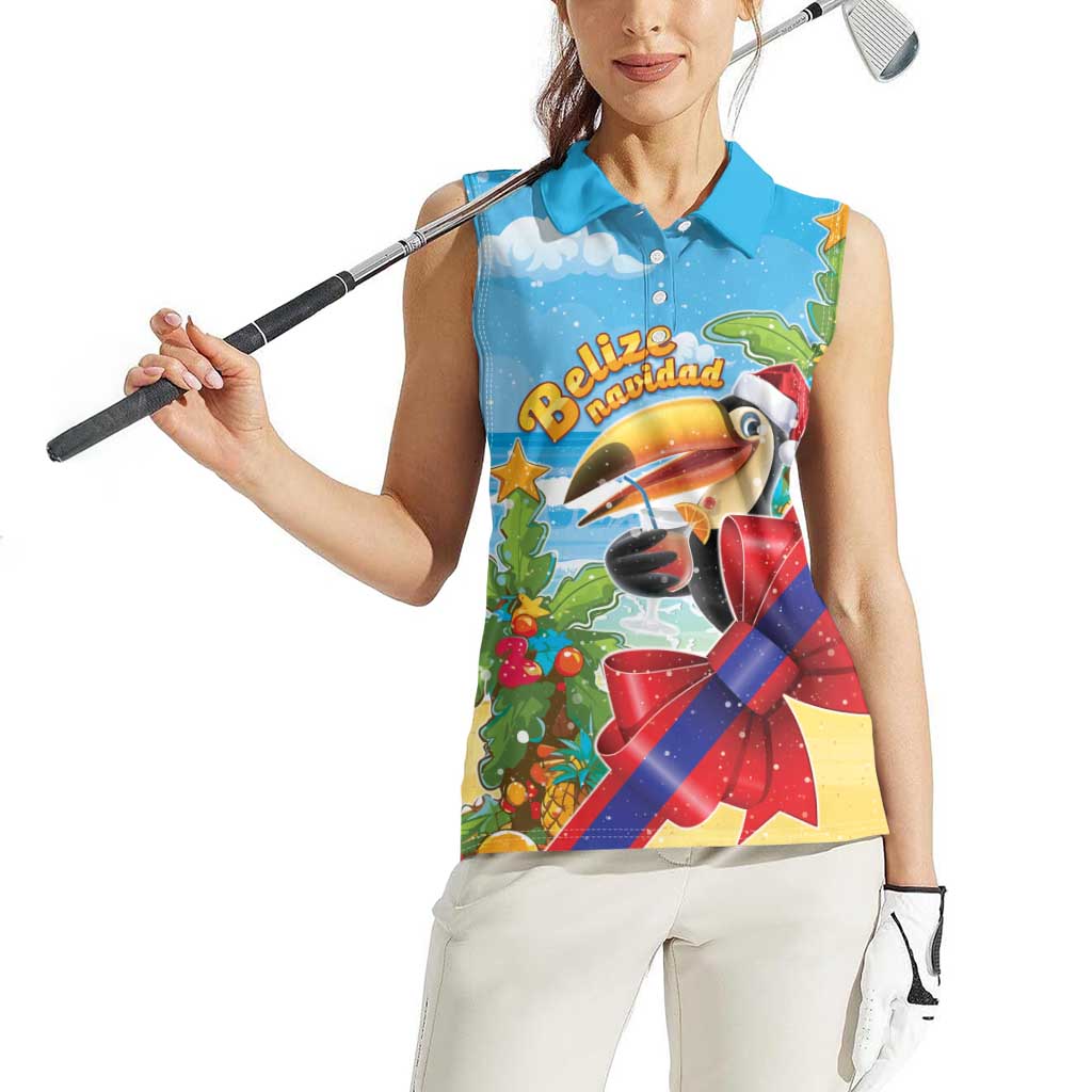 Belize Navidad Christmas Women Sleeveless Polo Shirt Funny Santa Toucan - Wonder Print Shop