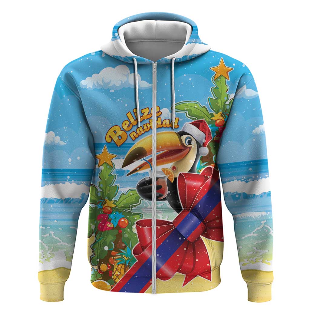 Belize Navidad Christmas Zip Hoodie Funny Santa Toucan - Wonder Print Shop
