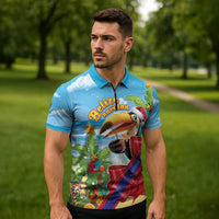 Belize Navidad Christmas Zipper Polo Shirt Funny Santa Toucan - Wonder Print Shop