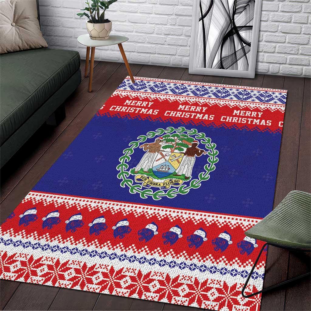 Belize Christmas Area Rug Coat Of Arms Merry Xmas - Wonder Print Shop