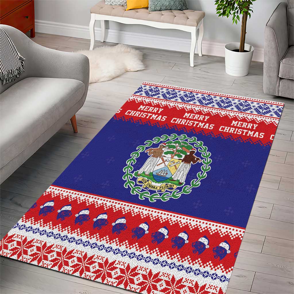 Belize Christmas Area Rug Coat Of Arms Merry Xmas - Wonder Print Shop