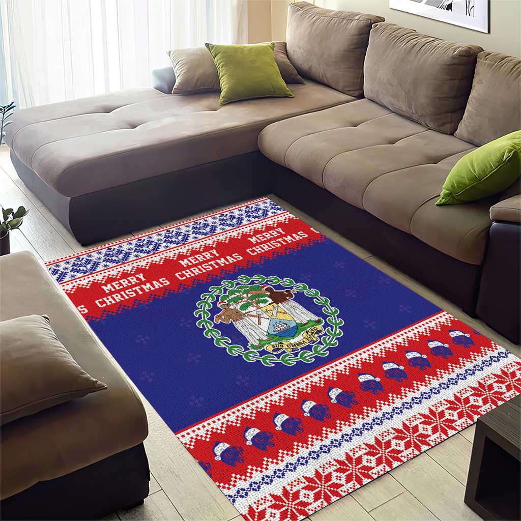Belize Christmas Area Rug Coat Of Arms Merry Xmas - Wonder Print Shop