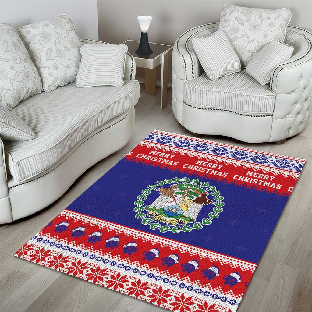 Belize Christmas Area Rug Coat Of Arms Merry Xmas - Wonder Print Shop