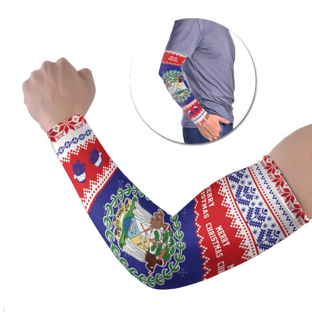 Belize Christmas Arm Sleeves Coat Of Arms Merry Xmas - Wonder Print Shop