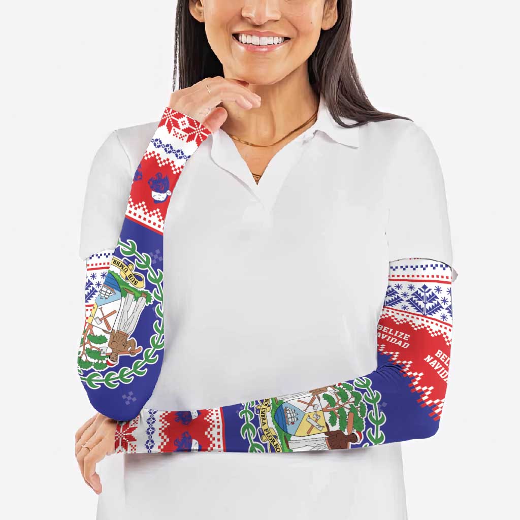 Belize Christmas Arm Sleeves Coat Of Arms Merry Xmas - Wonder Print Shop