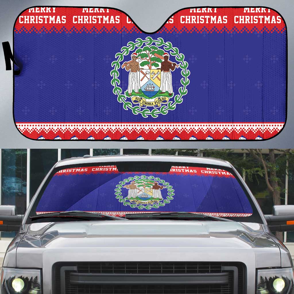 Belize Christmas Auto Sun Shade Coat Of Arms Merry Xmas - Wonder Print Shop