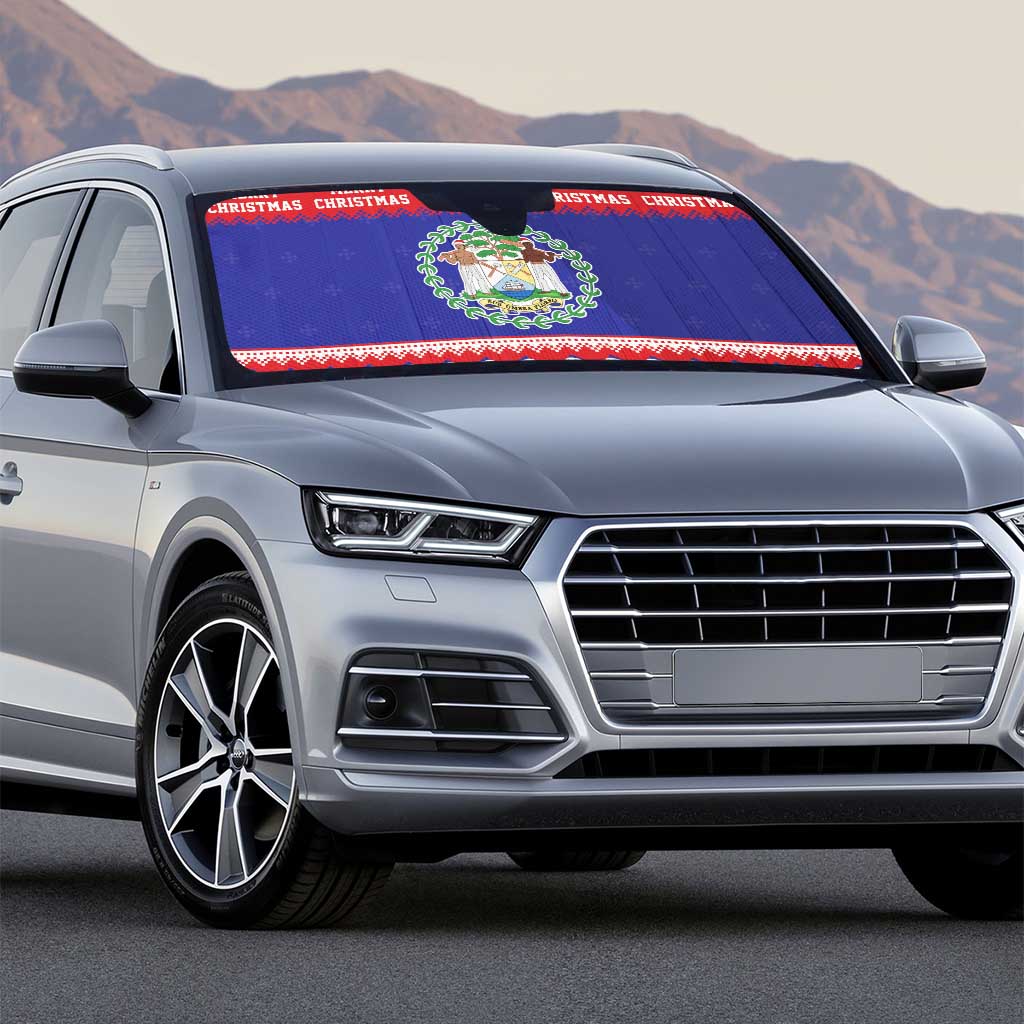 Belize Christmas Auto Sun Shade Coat Of Arms Merry Xmas - Wonder Print Shop