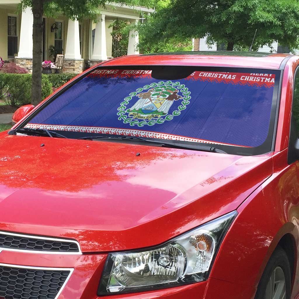 Belize Christmas Auto Sun Shade Coat Of Arms Merry Xmas - Wonder Print Shop