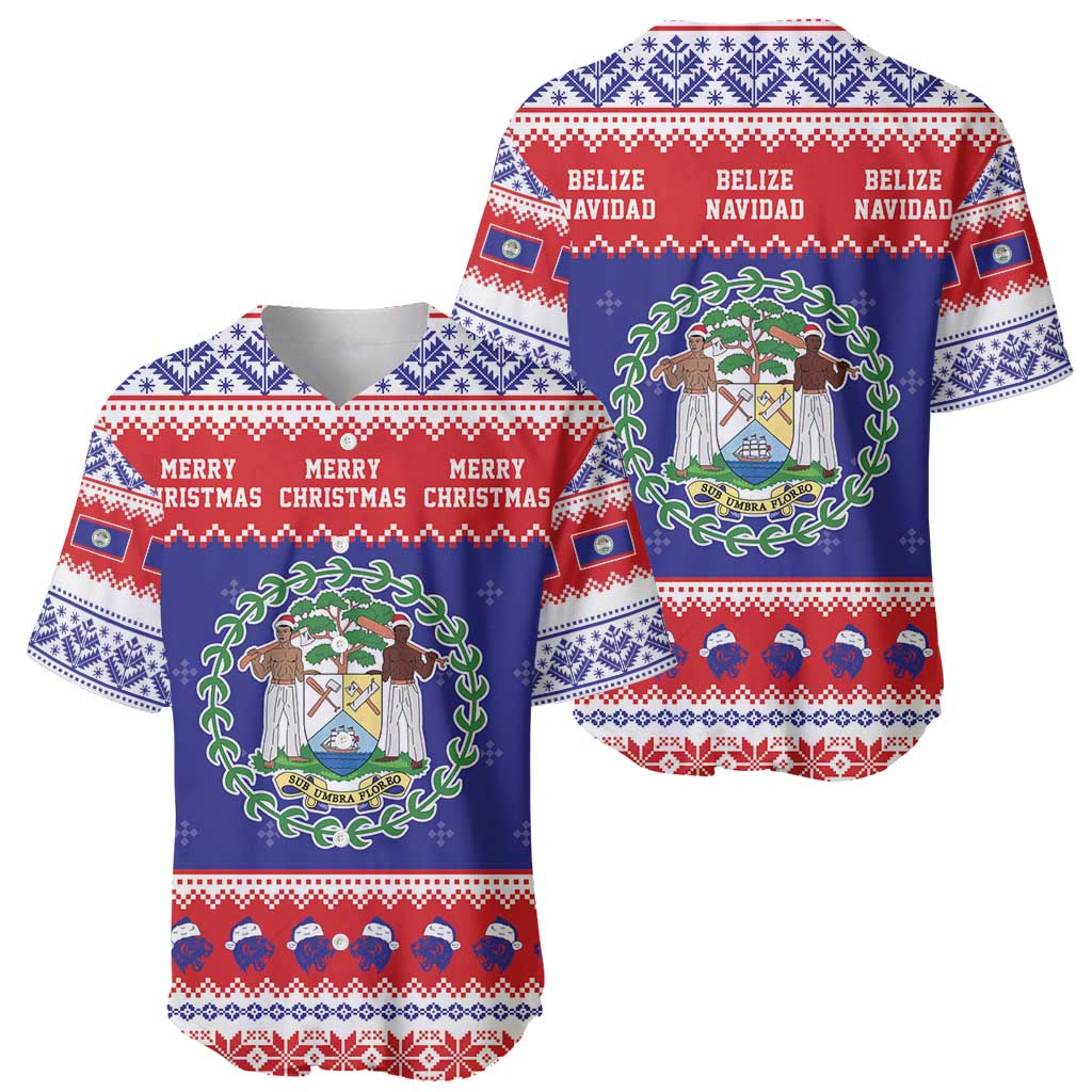 Belize Christmas Baseball Jersey Coat Of Arms Merry Xmas - Wonder Print Shop