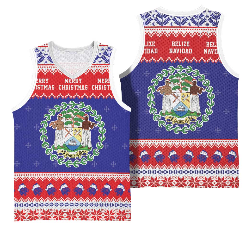 Belize Christmas Basketball Jersey Coat Of Arms Merry Xmas - Wonder Print Shop