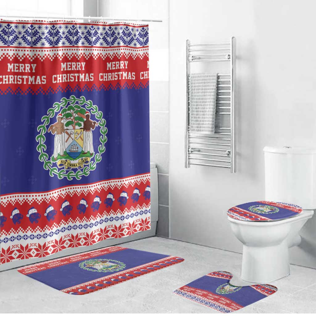 Belize Christmas Bathroom Set Coat Of Arms Merry Xmas - Wonder Print Shop