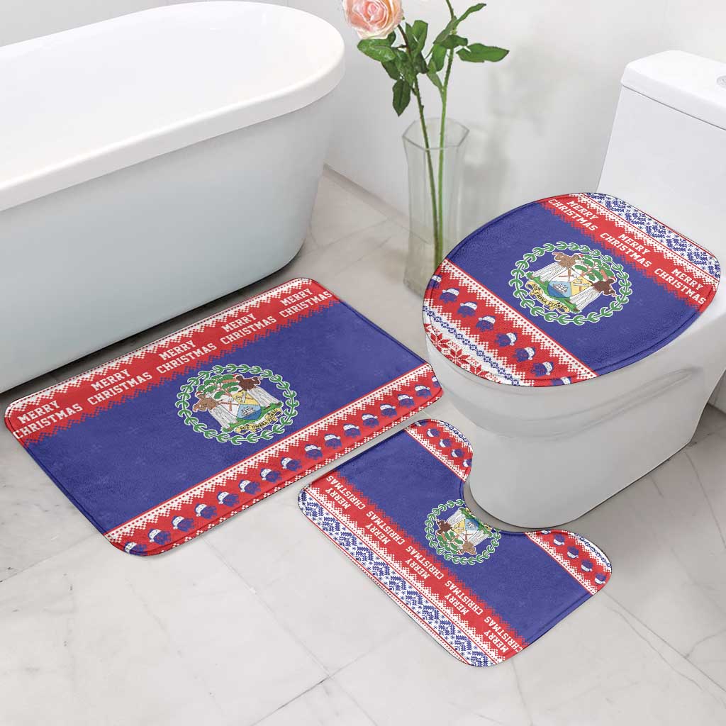 Belize Christmas Bathroom Set Coat Of Arms Merry Xmas - Wonder Print Shop