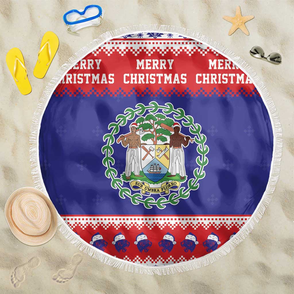Belize Christmas Beach Blanket Coat Of Arms Merry Xmas - Wonder Print Shop