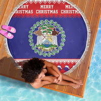Belize Christmas Beach Blanket Coat Of Arms Merry Xmas - Wonder Print Shop