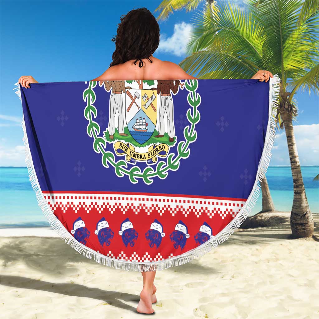 Belize Christmas Beach Blanket Coat Of Arms Merry Xmas - Wonder Print Shop