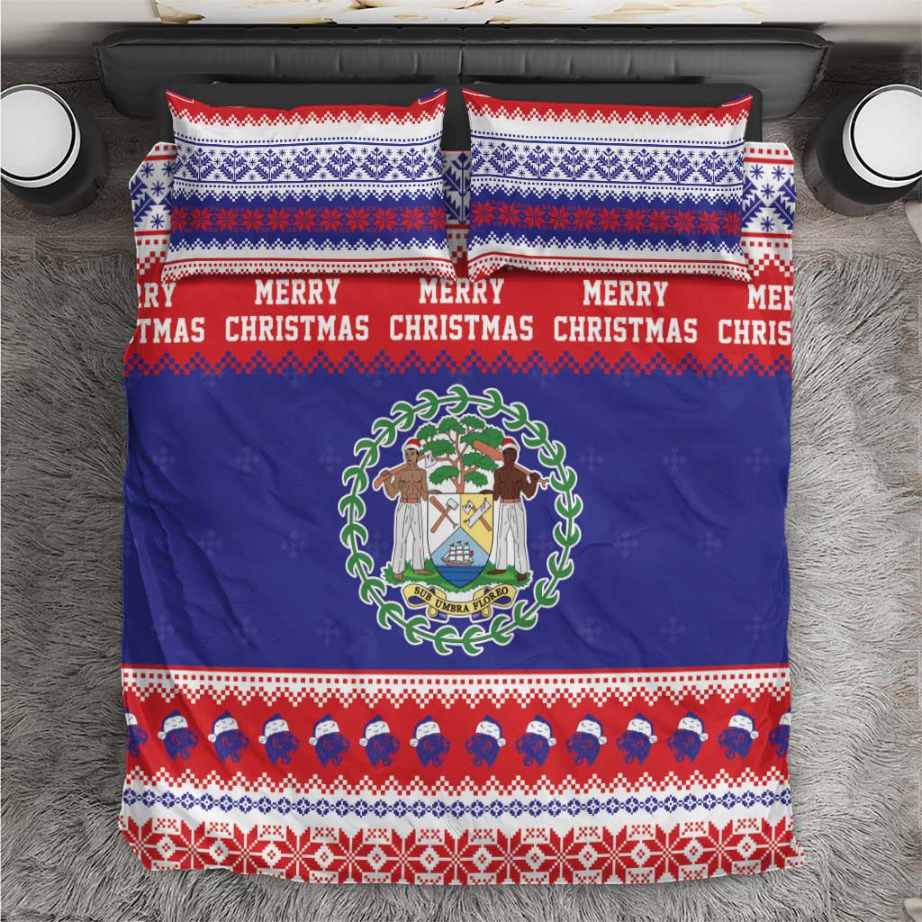 Belize Christmas Bedding Set Coat Of Arms Merry Xmas - Wonder Print Shop