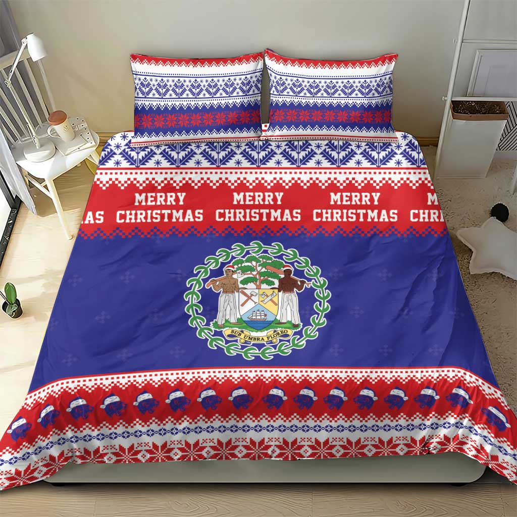 Belize Christmas Bedding Set Coat Of Arms Merry Xmas - Wonder Print Shop