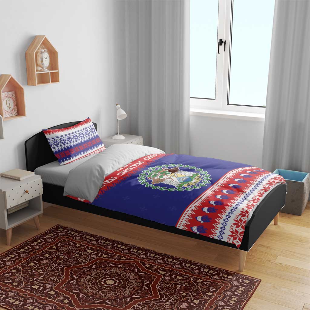 Belize Christmas Bedding Set Coat Of Arms Merry Xmas - Wonder Print Shop