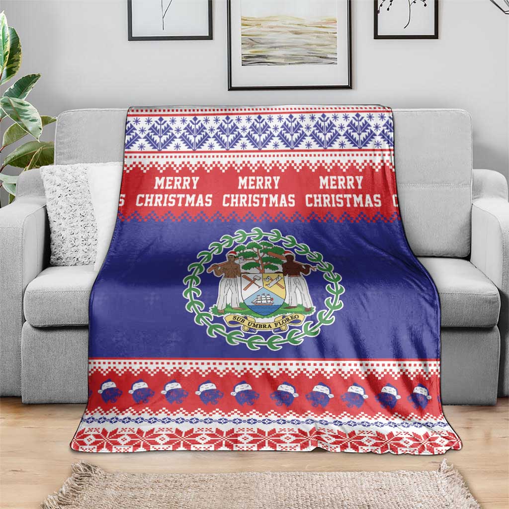 Belize Christmas Blanket Coat Of Arms Merry Xmas - Wonder Print Shop