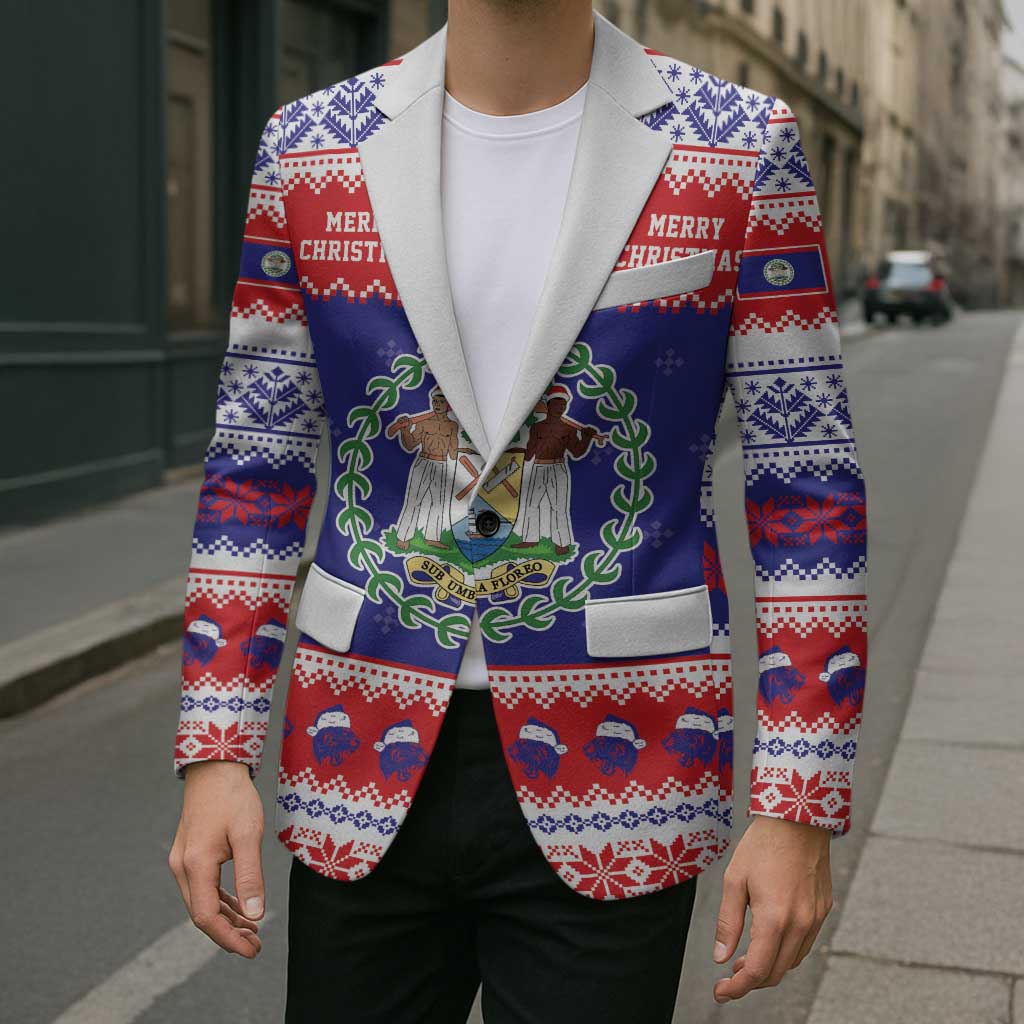 Belize Christmas Blazer Coat Of Arms Merry Xmas - Wonder Print Shop