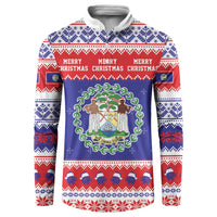 Belize Christmas Button Sweatshirt Coat Of Arms Merry Xmas - Wonder Print Shop