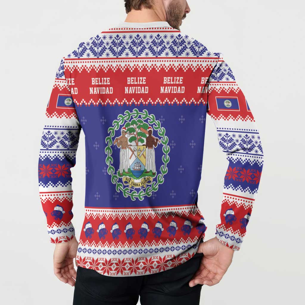 Belize Christmas Button Sweatshirt Coat Of Arms Merry Xmas - Wonder Print Shop