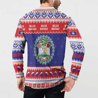 Belize Christmas Button Sweatshirt Coat Of Arms Merry Xmas - Wonder Print Shop