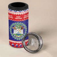 Belize Christmas 4 in 1 Can Cooler Tumbler Coat Of Arms Merry Xmas - Wonder Print Shop