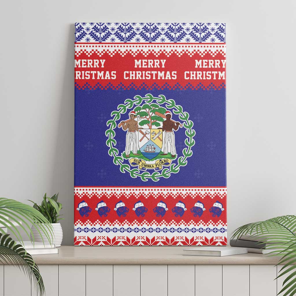 Belize Christmas Canvas Wall Art Coat Of Arms Merry Xmas - Wonder Print Shop