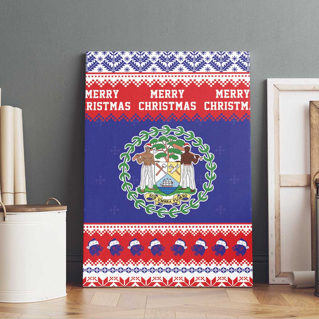 Belize Christmas Canvas Wall Art Coat Of Arms Merry Xmas - Wonder Print Shop