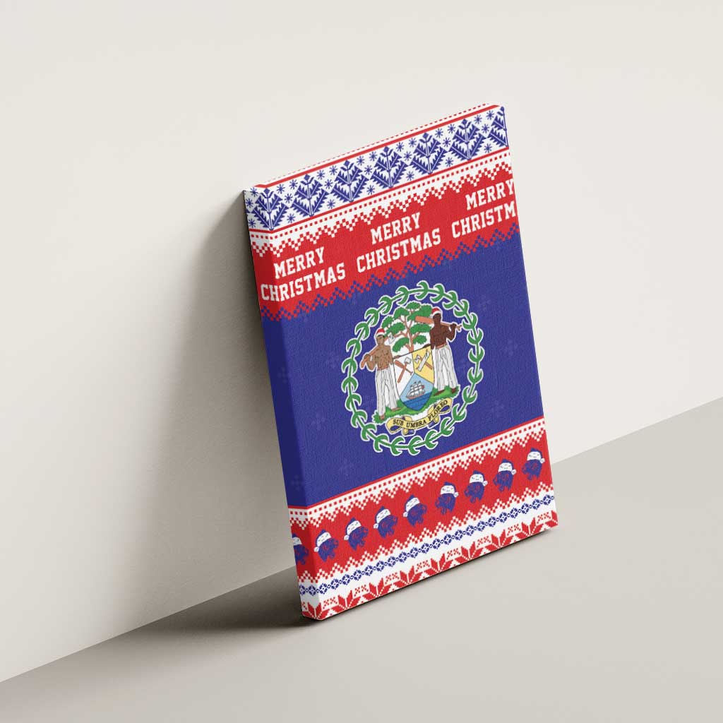 Belize Christmas Canvas Wall Art Coat Of Arms Merry Xmas - Wonder Print Shop