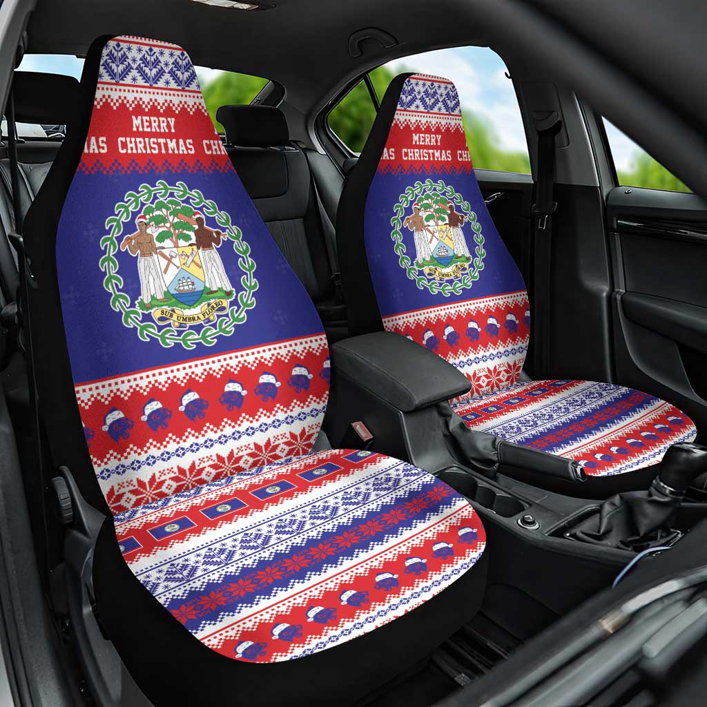 Belize Christmas Car Seat Cover Coat Of Arms Merry Xmas - Wonder Print Shop