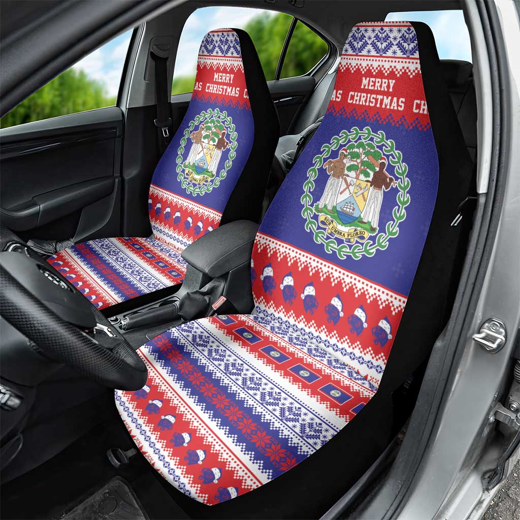 Belize Christmas Car Seat Cover Coat Of Arms Merry Xmas - Wonder Print Shop