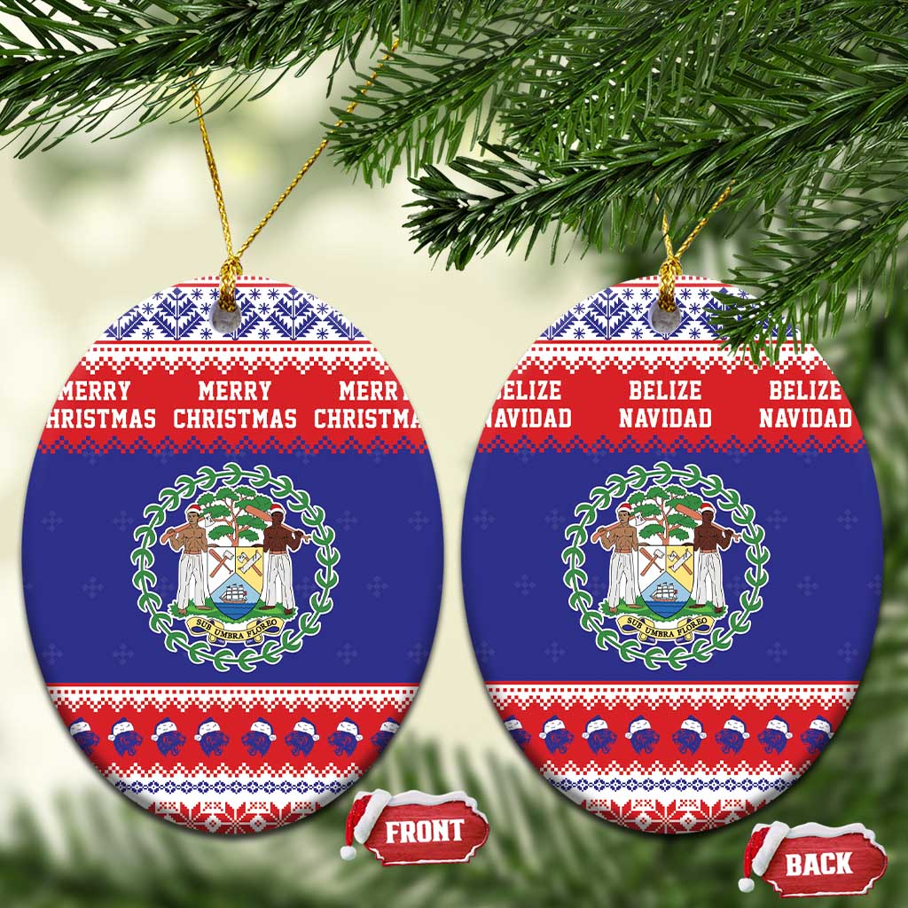 Belize Christmas Ceramic Ornament Coat Of Arms Merry Xmas - Wonder Print Shop