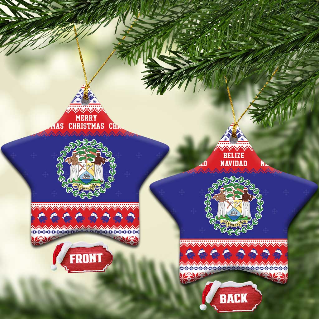 Belize Christmas Ceramic Ornament Coat Of Arms Merry Xmas - Wonder Print Shop
